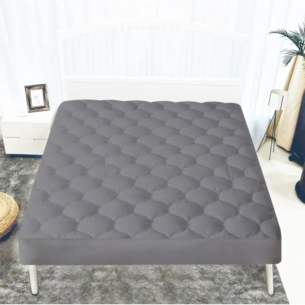 California King Mattress Pad Cover -Breathable Soft Fluffy w/ Waterproof Bottom